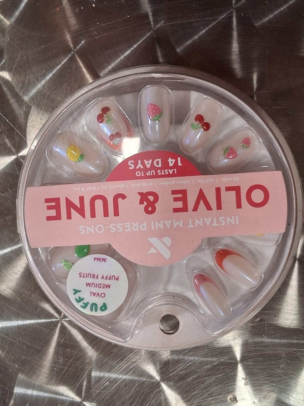 Olive & June Instant Press-On Nails in White with Fruit Accent
